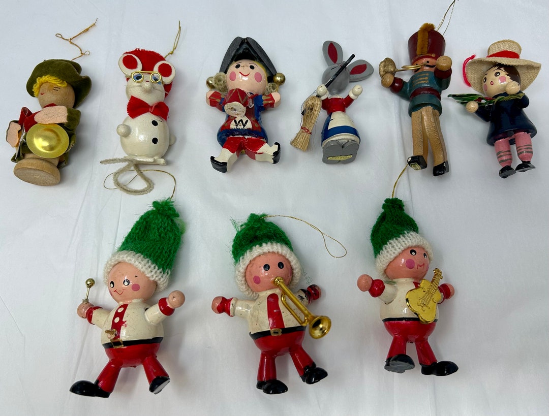 9 Vintage Wood Ornaments Felt Made in Taiwan - Etsy