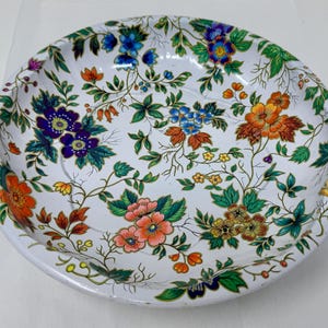 Vintage Daher Floral Tin Plate Tray – 1971 English Decorative Ware, 13” Round, Made in England