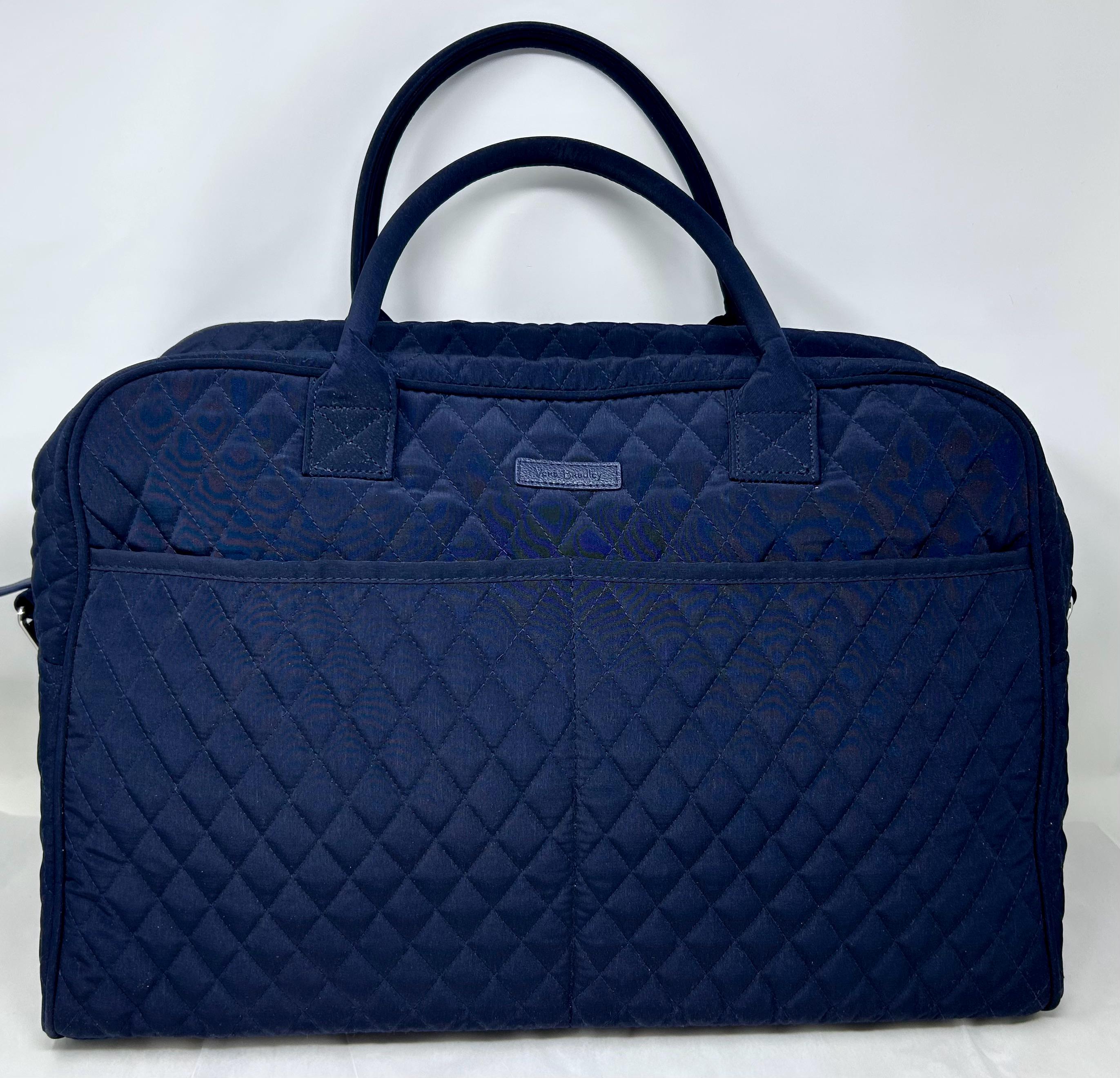 Vera Bradley Quilted Navy Blue Travel Duffle Tote Bag  display picture 1