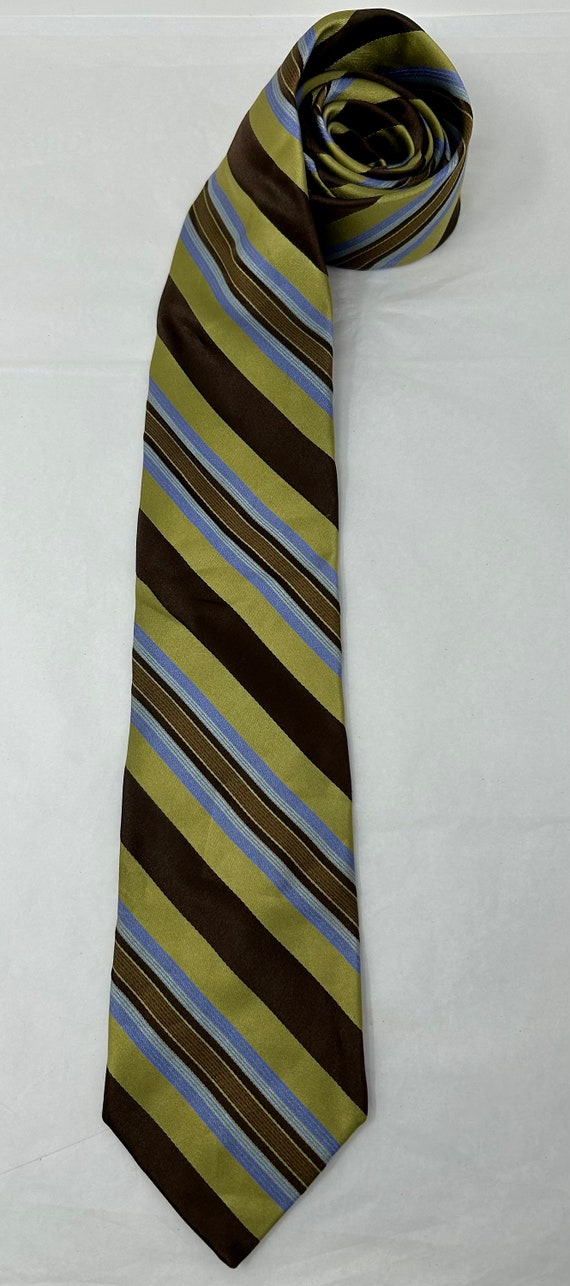 vintage Ted Baker London silk stripe tie brown ch… - image 2