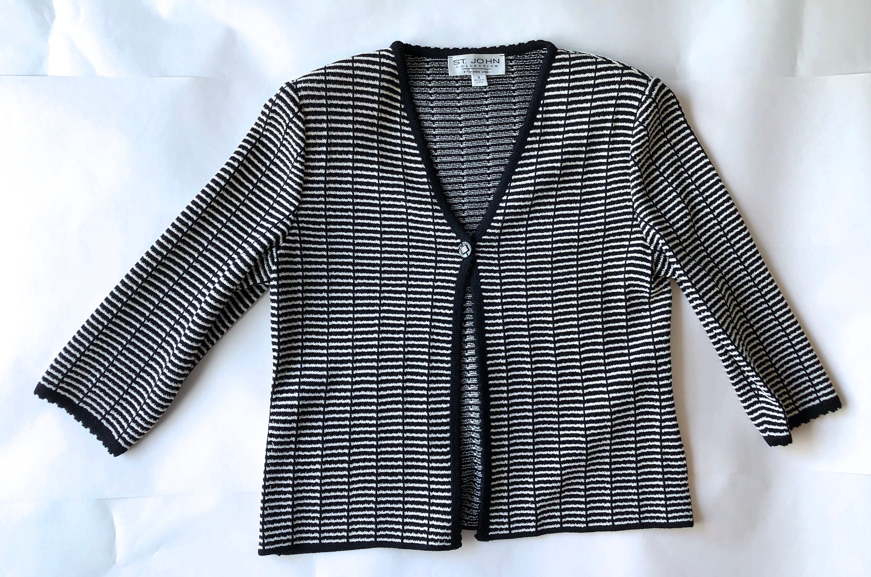Vintage St John Collection Marie Gray 4 Blazer Sweater Top Knit