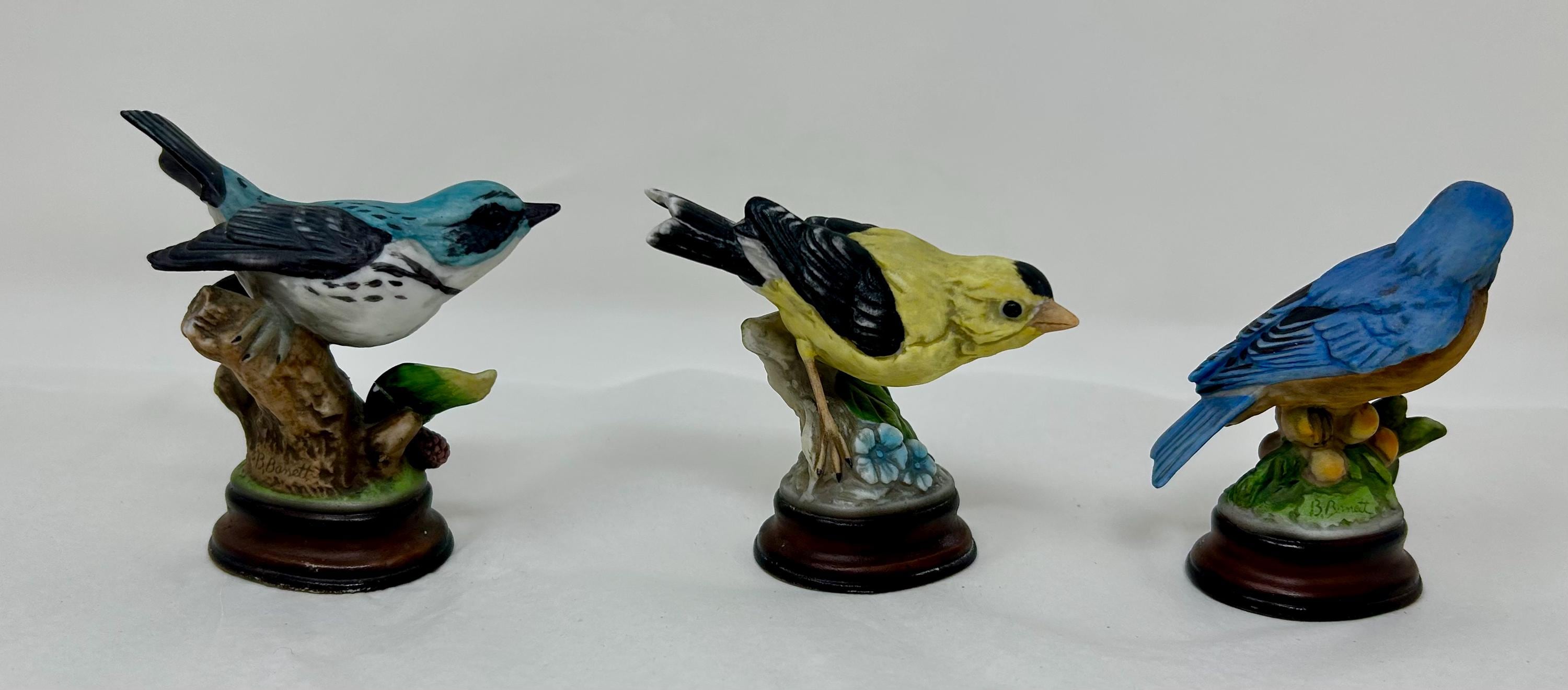 小物 bluebird Set of 3 Global Art Bird Figurines – Bill Barrett 1987 – Hand