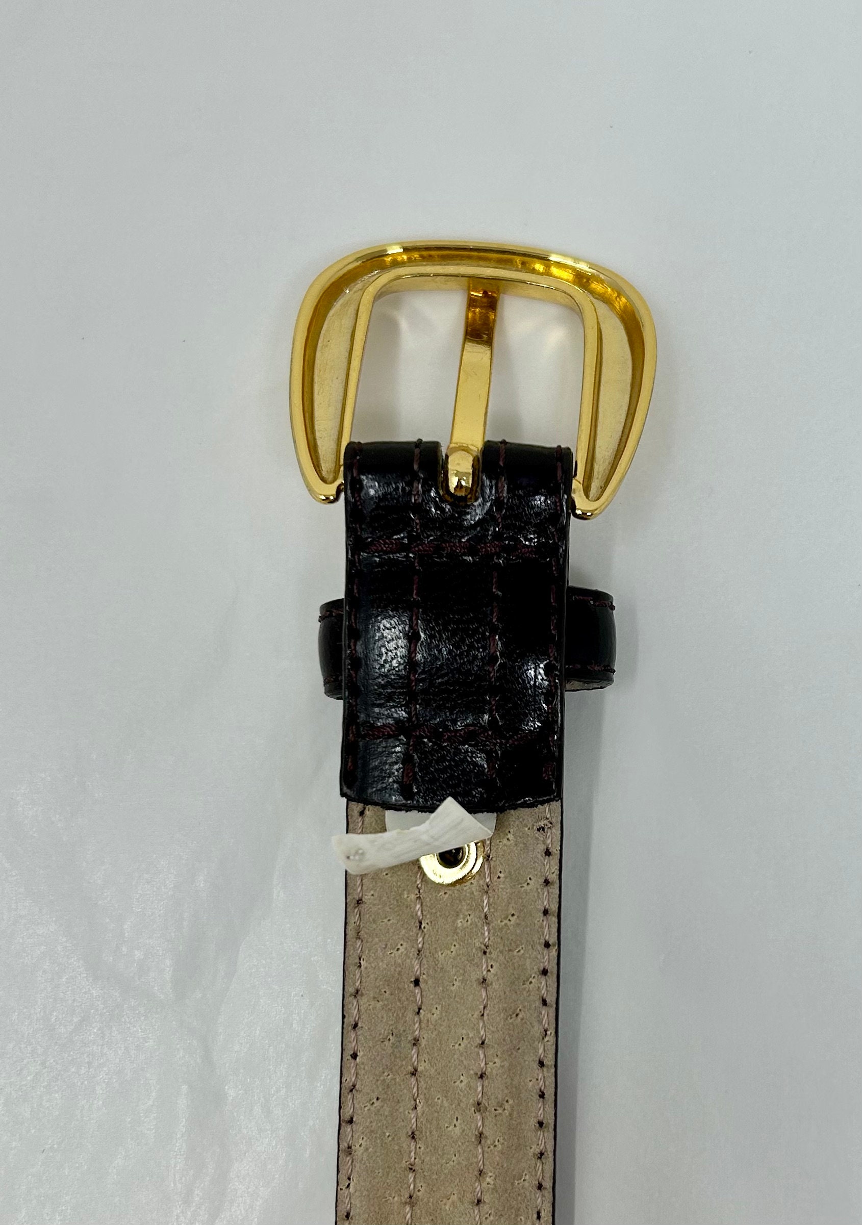 Vintage Liz Claiborne Brown Suede Leather Belt Large | Gold Crest Liz Claiborne Gold Belts for Women for sale | eBay main image 2