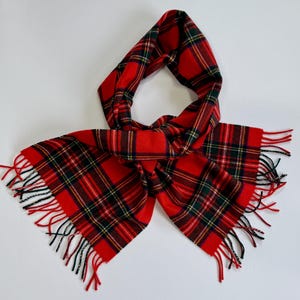Royal Stewart Tartan Wool Scarf – The Clans by Phillip MacColl – Authentic Scottish Lambswool – Red Plaid Fringe – Made in England