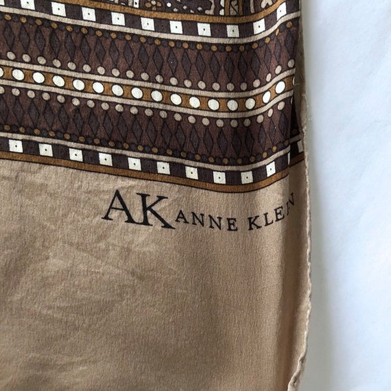 Anne Klein silk long scarf browns - image 3