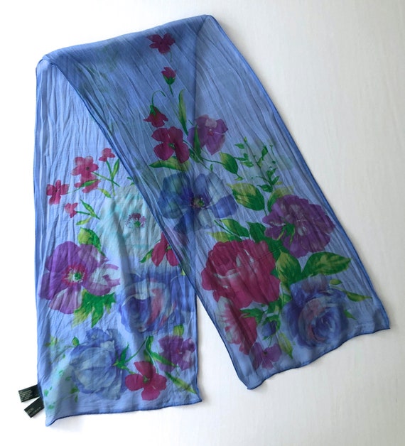 vintage Ralph Lauren silk scarf rectangle floral b