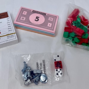 Monopoly Game Replacement Parts – Money, Deed Cards, Houses & Hotels, Tokens, Dice – Hasbro