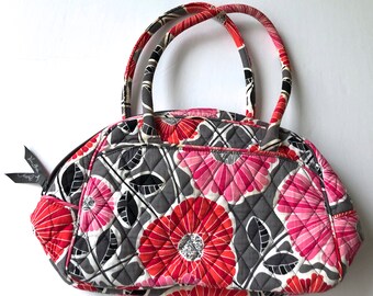 Vera Bradley purse cosmetic quilted bag floral pink red