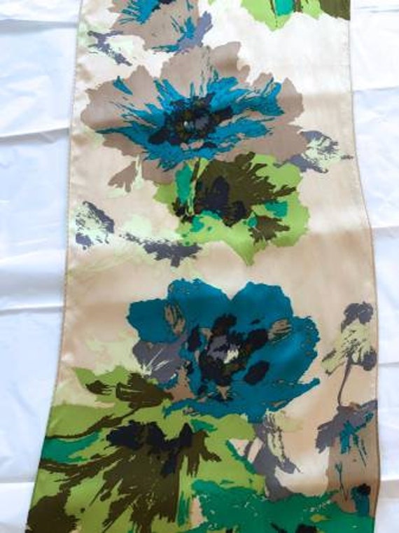 AK Anne Klein silk long scarf flowers - image 4