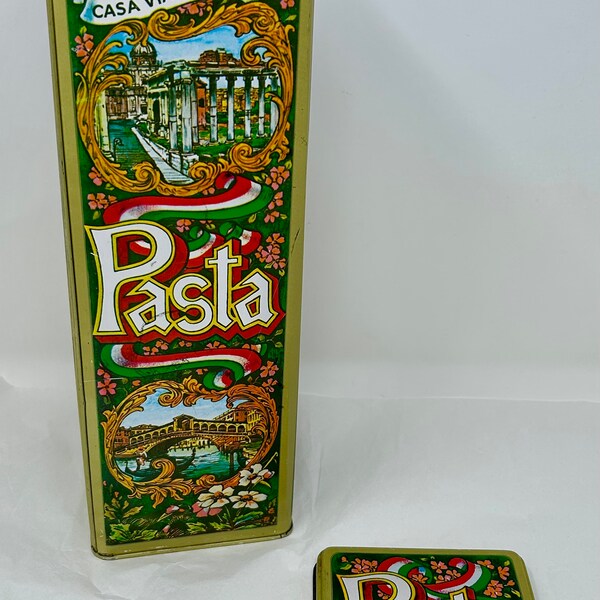 vintage pasta tin Italy Casa Via Variccio Napoli Bologna Turino metal container