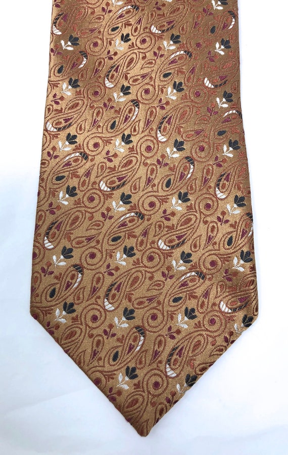 Ermenegildo Zegna 100% silk tie brocade bronze gold necktie