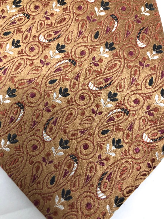 Ermenegildo Zegna 100% silk tie brocade bronze gold necktie View 2