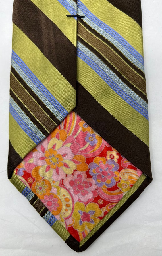 vintage Ted Baker London silk stripe tie brown ch… - image 4