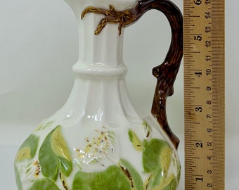 ヴィンテージ 磁器 つる柄 葉 花 ピッチャー 水差し 黄緑 MMB Bucks