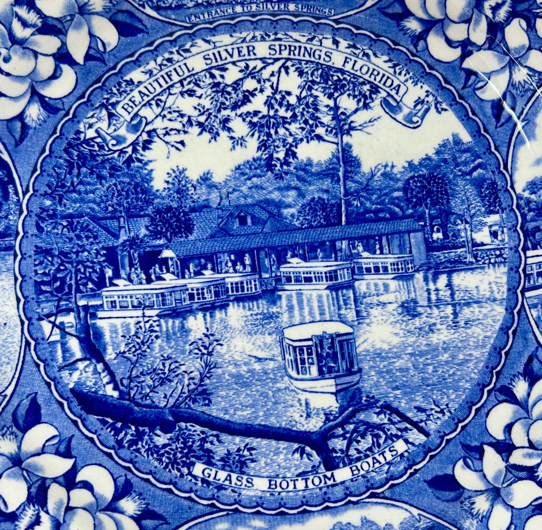 Vintage Silver Springs Florida Souvenir Plate Adams Old English