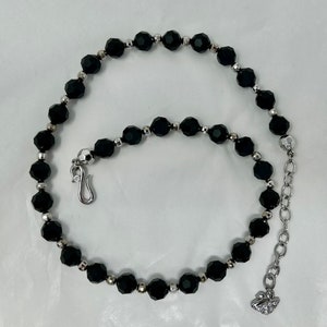 Swarovski jet black 8mm crystal necklace 15"-17" long