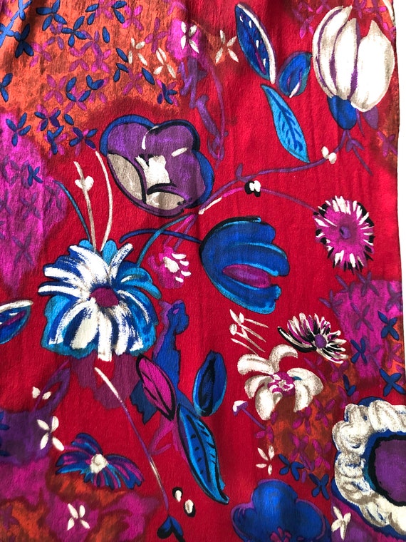 vintage Jones New York rectangle silk scarf flora… - image 5