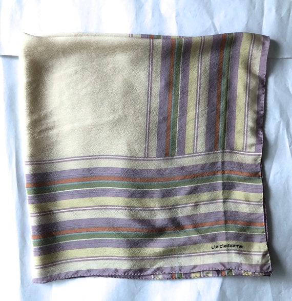mint vintage Liz Claiborne square scarf 100% silk 