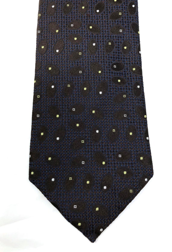 Ermenegildo Zegna silk brocade tie necktie brown navy blue