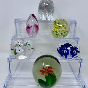 Glass Paperweight – Hand Blown Floral Glass Sculpture – Botanical Home Decor