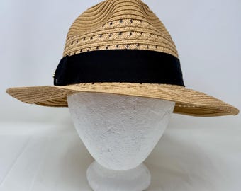 Vince Camuto Cream Wide-Brim Straw Hat with Black Ribbon Artista Straw Floppy | Wide Brim Ribbon | Eric Javits main image 4