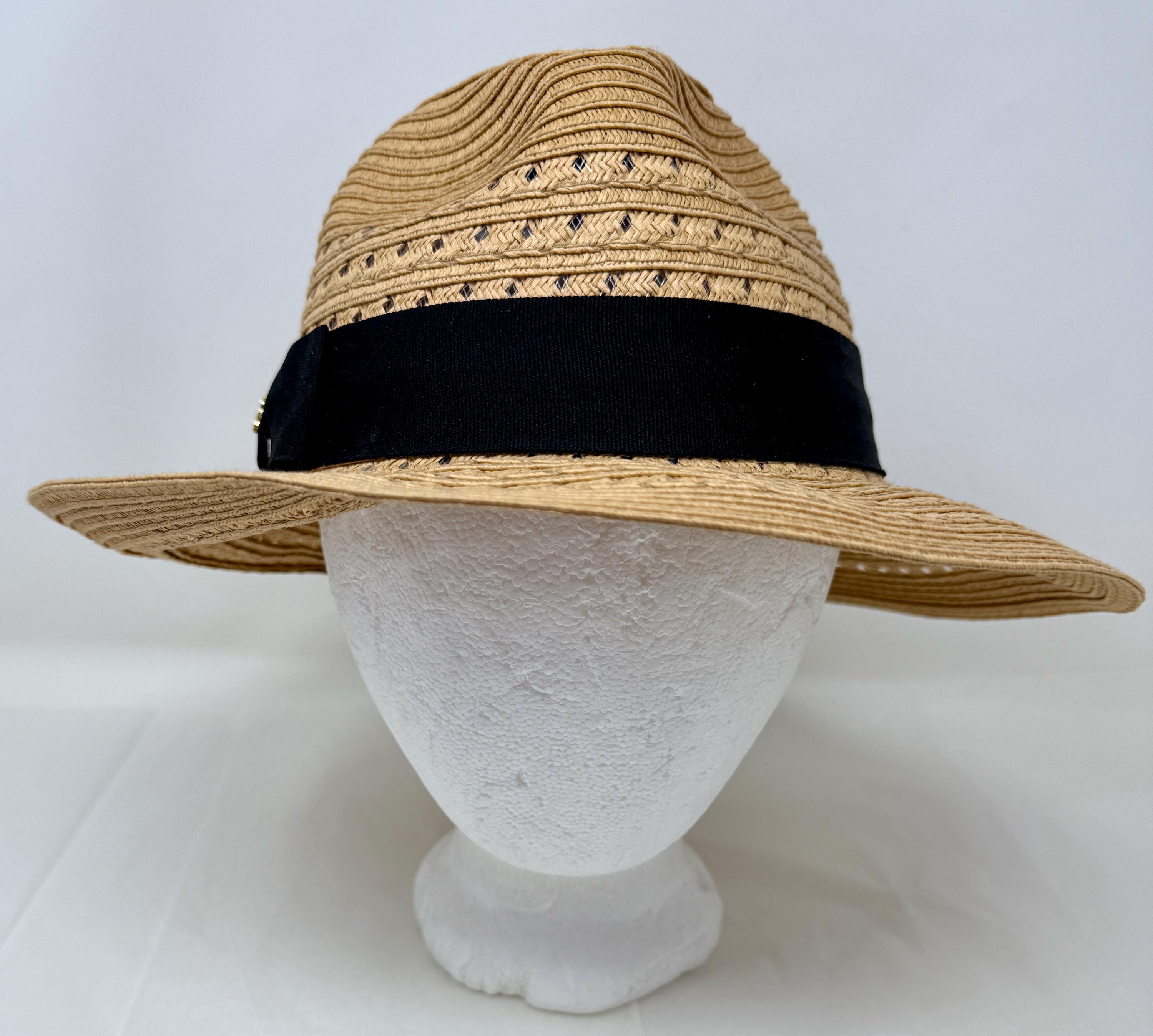 Vince Camuto Paper Straw Fedora Sun Hat – Grosgrain Ribbon 