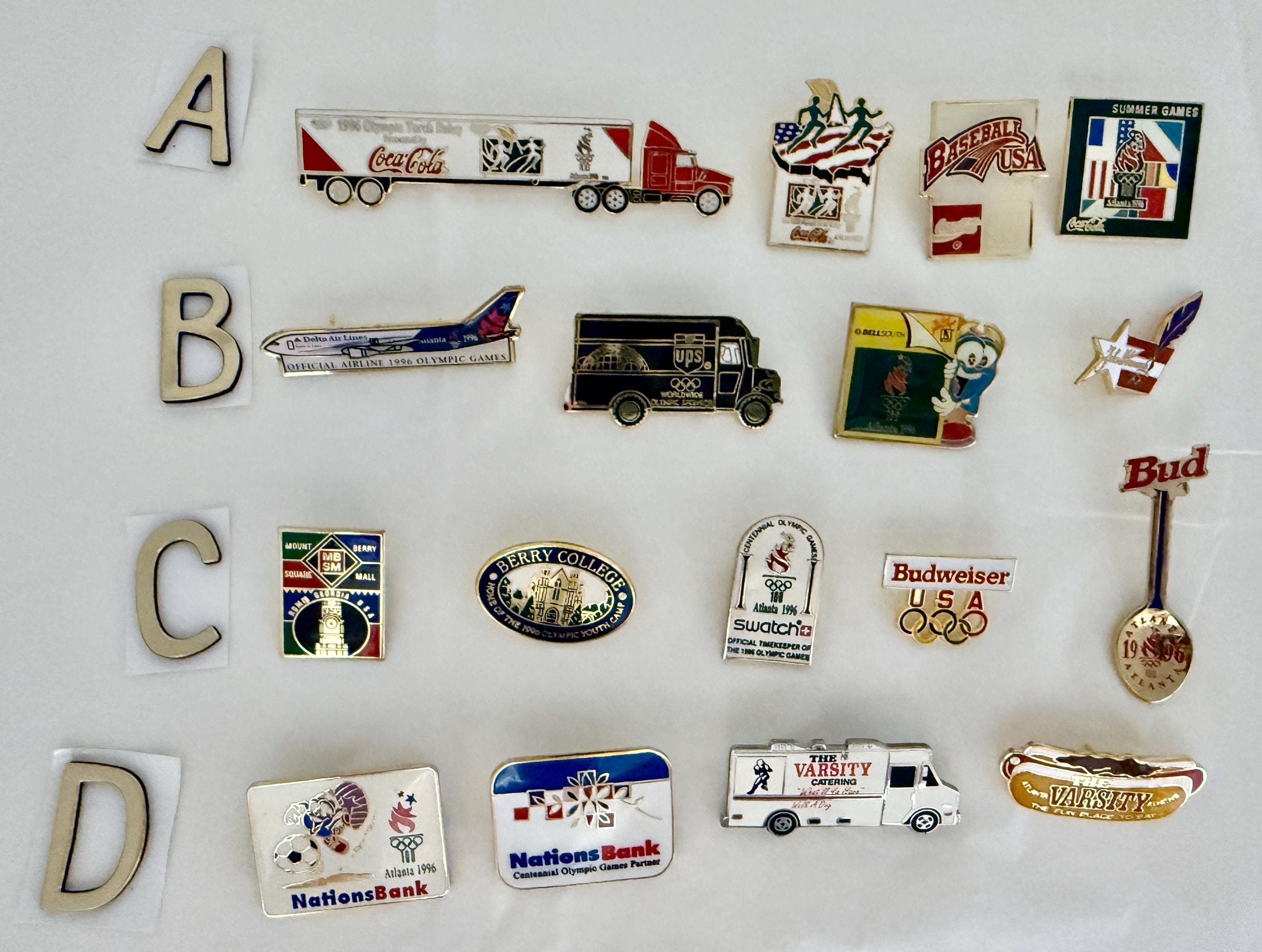 Atlanta 1996 Olympic Sponsor Memorabilia Pin Set – 16 Enamel Coca