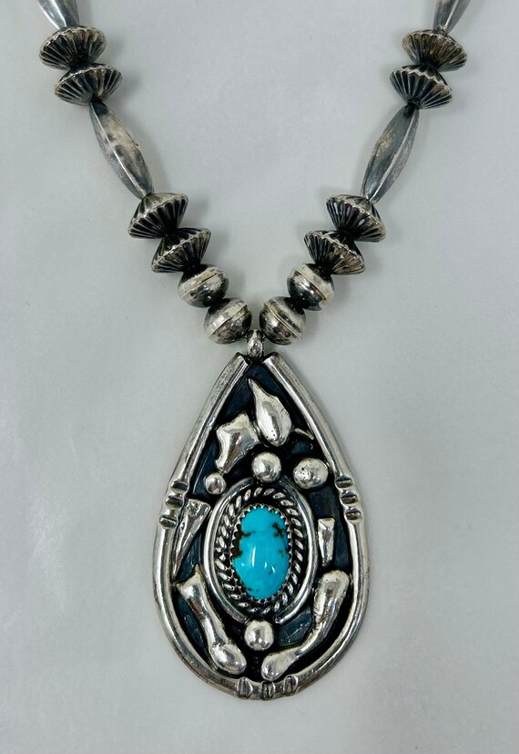 Rare Modernistic Navajo Turquoise Sterling Native American Jewelry Silver Ben Begaye Necklace Rare Modernistic Navajo Turquoise Sterling Native American Jewelry Silver Ben Begaye Necklace