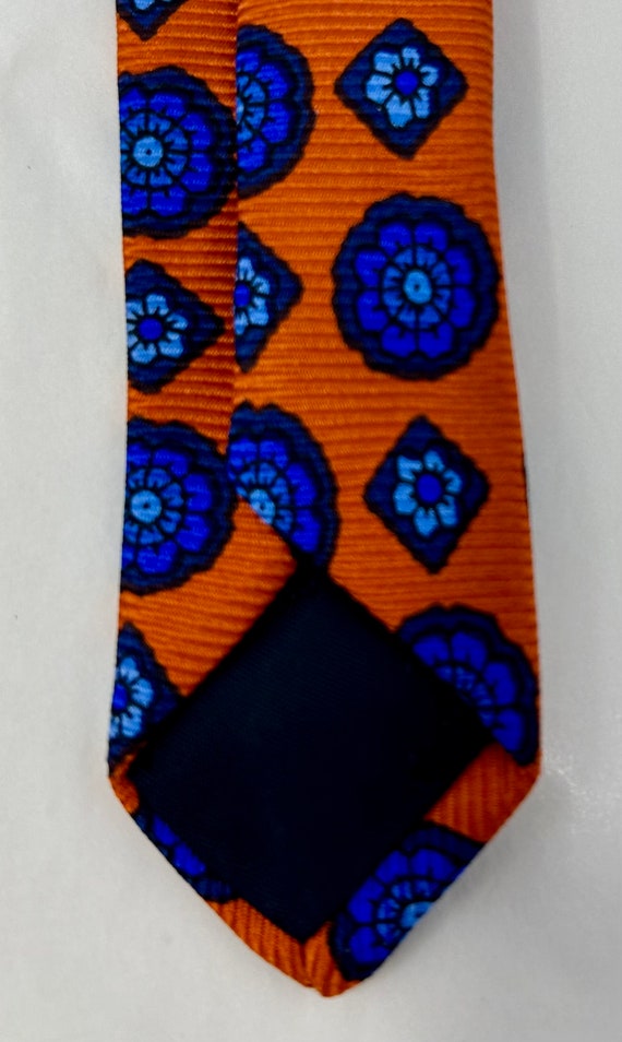 Brooks Brother silk tie orange blue necktie - image 4