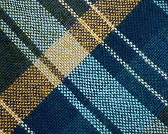 Vintage Super WIDE Lambswool Plaid Tie – 100% Pure New Wool – Woven in Scotland – Blue, Gold & Green Tartan Necktie