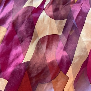 Oscar la Renta square silk scarf pocket square modern abstract pink orange