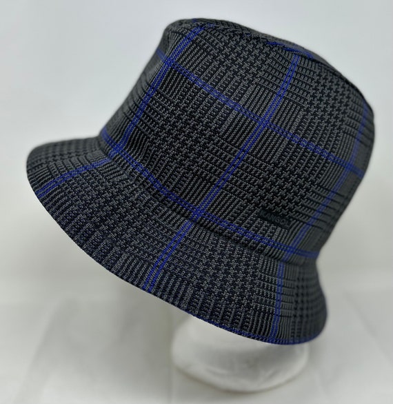 Kangol Large plaid Player bucket hat cap blue gra… - image 1