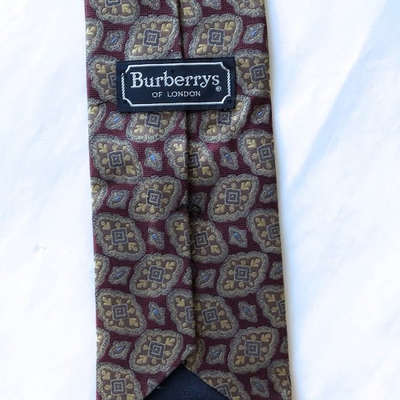 new Burberry men's tie burgundy gold classic Burb… - image 6