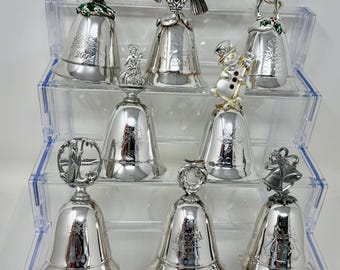 Kirk Stieff Musical Bells Lot Lenox Christmas Bells 1994 1996 1998 1999 2001 2002 2003 2004 Silverplate Holiday Music Box Set