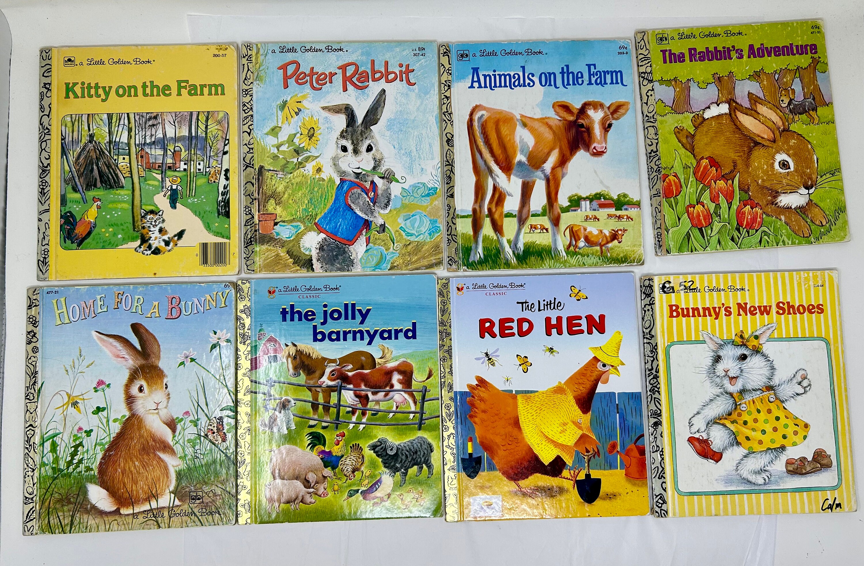 8 Vintage A Little Golden Book Farm Animals Bunny Kitty Rabbit Children ...