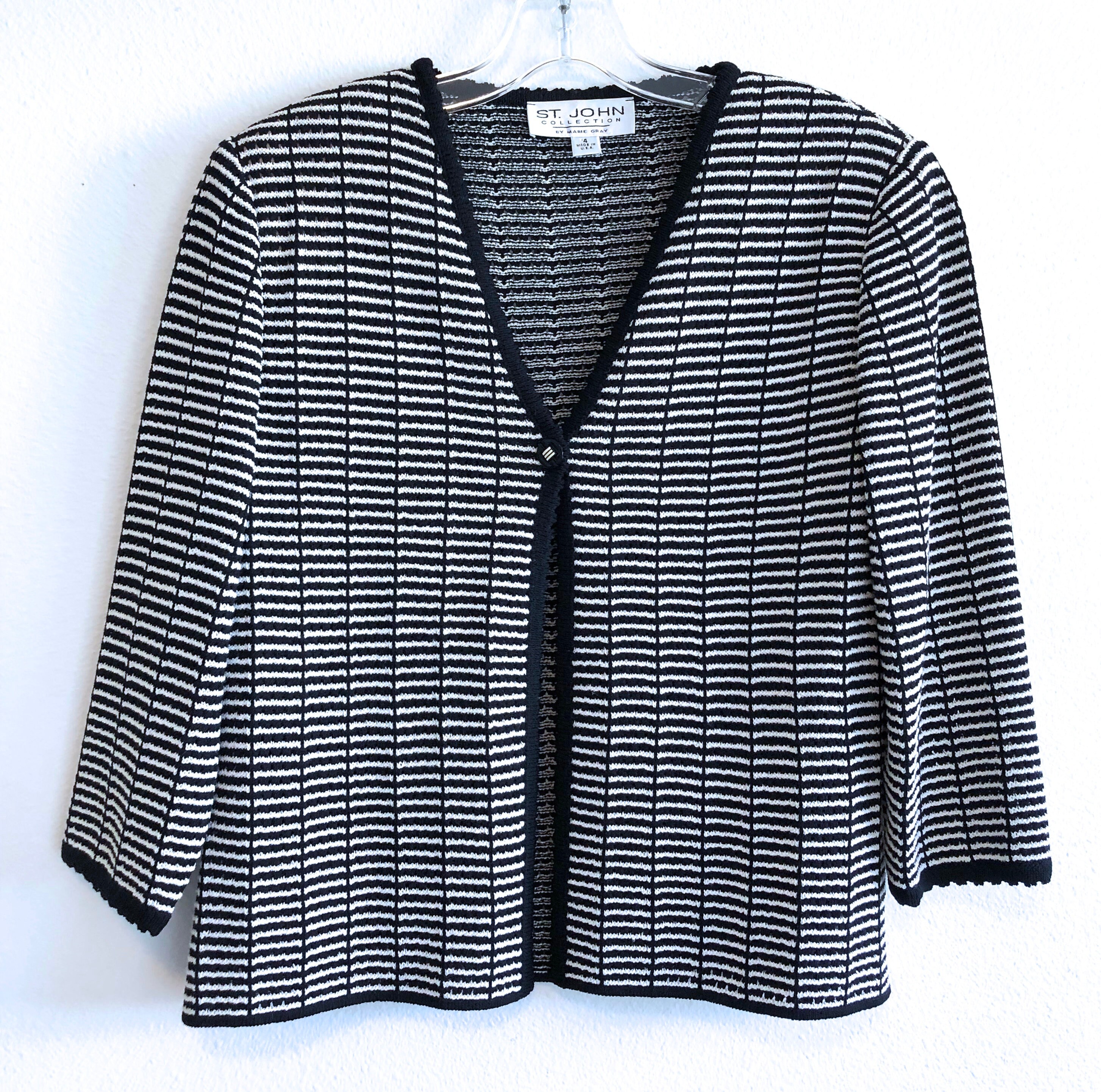 Vintage St John Collection Marie Gray 4 Blazer Sweater Top Knit