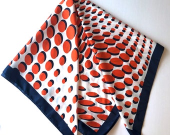 Steve Madden silk scarf wrap large square blue white orange hair head neck