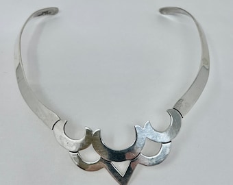 Vintage MEXICAN Sterling Silver Necklace **57 Grams** Choker Link