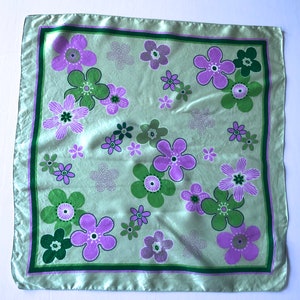 vintage Charter Club silk scarf square floral green purple