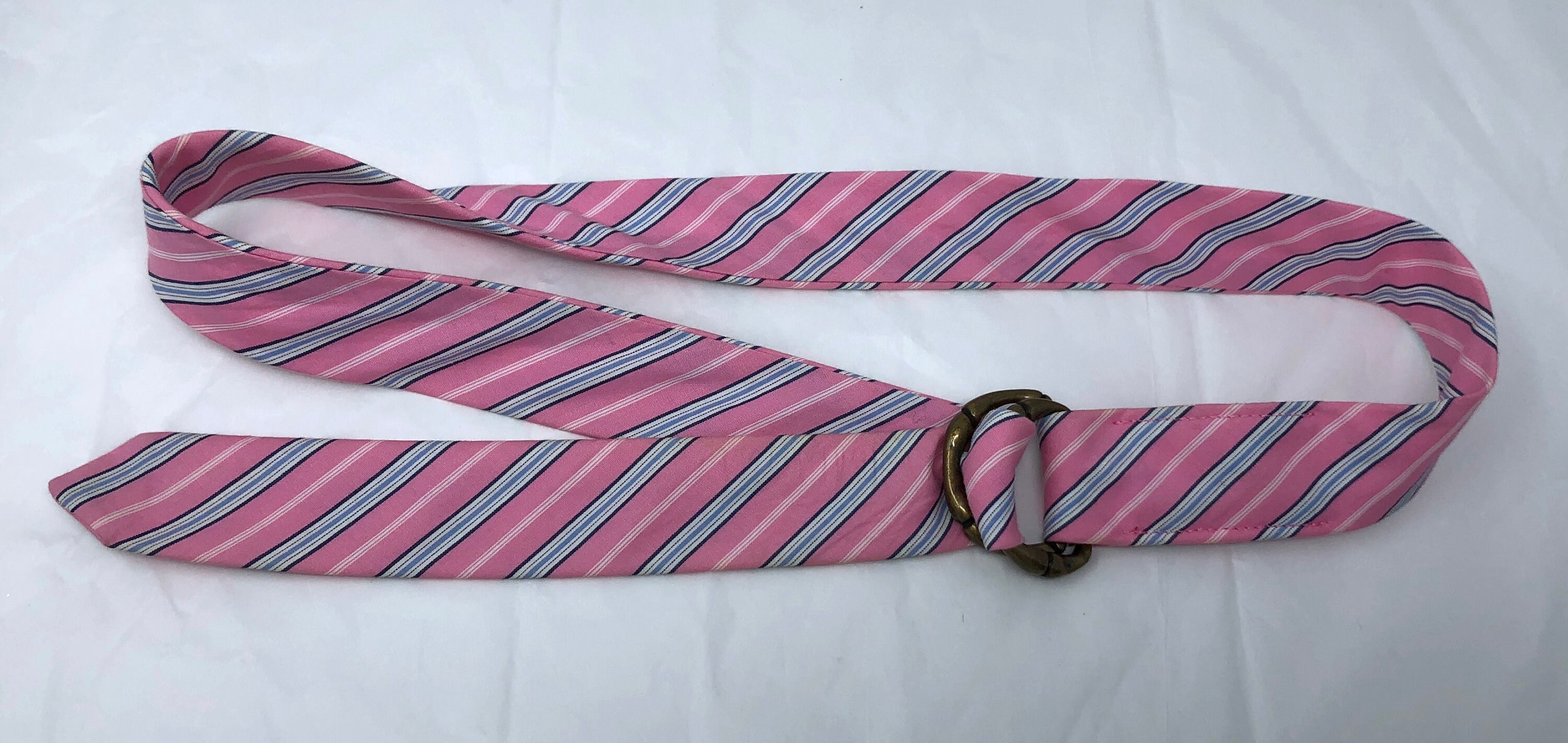Vintage J.crew Ribbon Belt – Pink & Blue Striped Cotton D  display picture 3