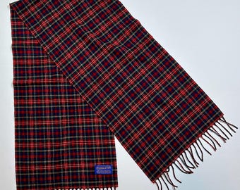 Pendleton Wool Scarf - 100% Virgin Wool Tartan Plaid in Red, Blue & Green - USA Made Fringe Wrap
