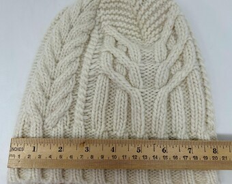 Banana Republic 100% Cashmere Chunky Cable Knit Beanie Hat One Size Cream Winter Banana Republic Beanie Hat Cap Cable Knit Alpaca Marino Wool  main image 4