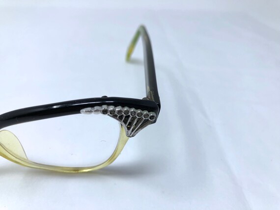 vintage 40's glasses eyeglasses cat eye yellow ce… - image 4