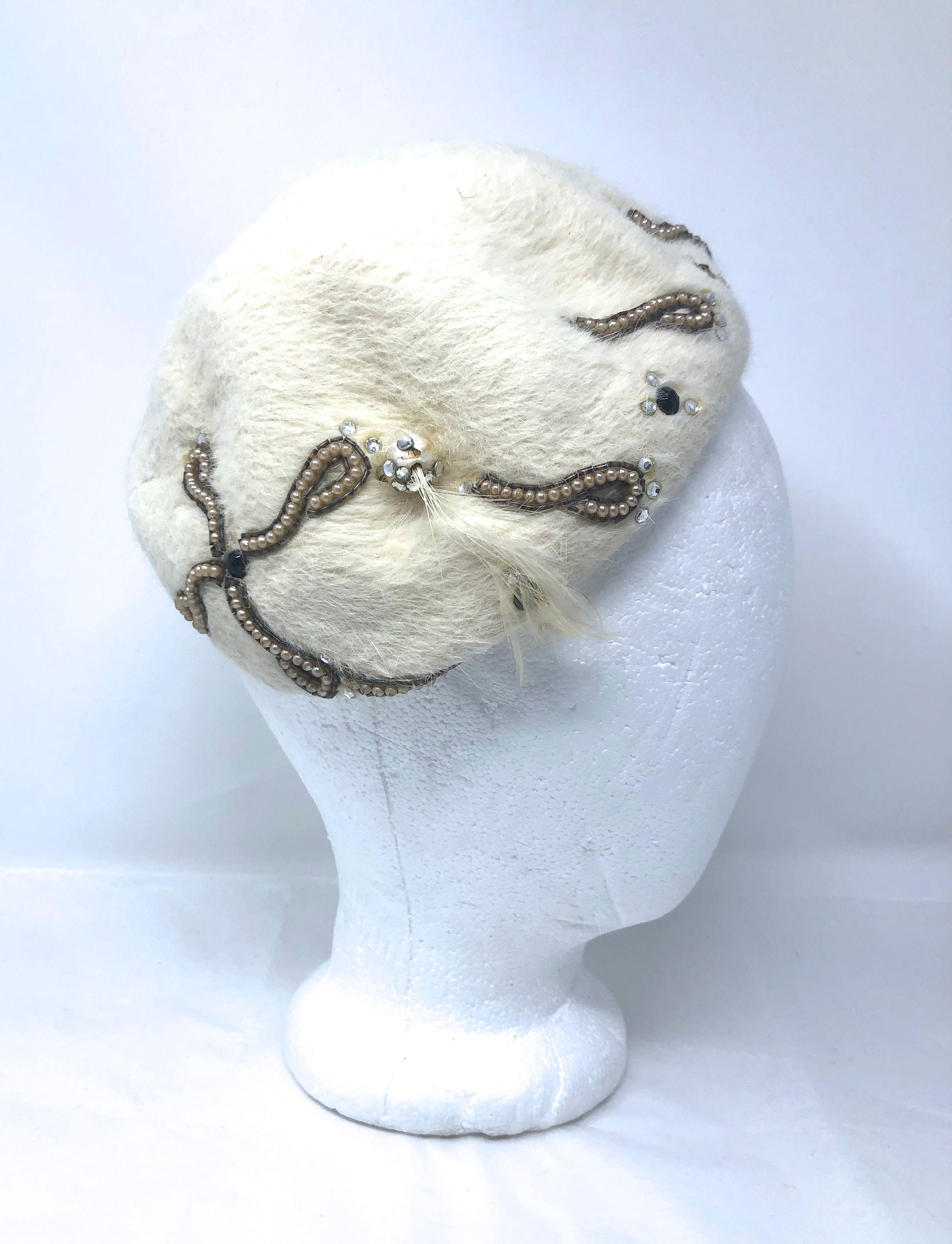 Vintage Cellophane Straw Jean Sutton Pill box Hat Spiky‎ poof on top READ Jean Sutton Hat - Etsy main image 3