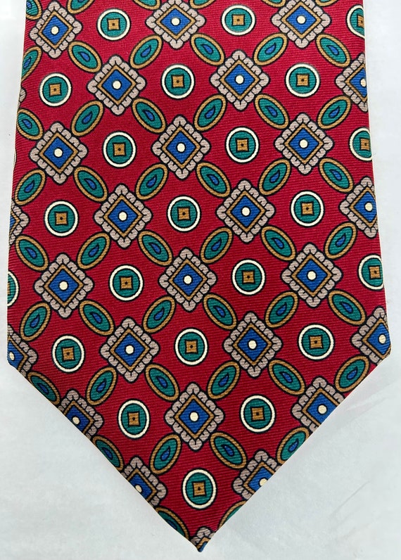 Lands' End 100% silk red green blue silk tie neckt