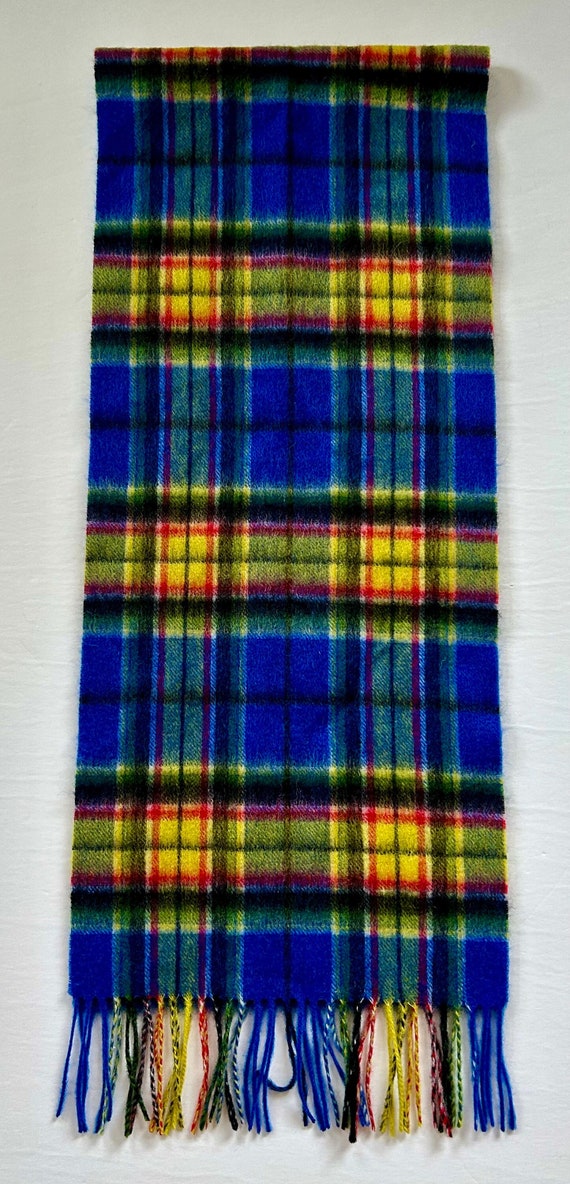 vintage Patrick King lambs wool plaid scarf yello… - image 1