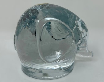 Vintage Kristall Elefant Briefbeschwerer - Eda Glass Klare Glasfigur - Mid-Century Modern Tierskulptur