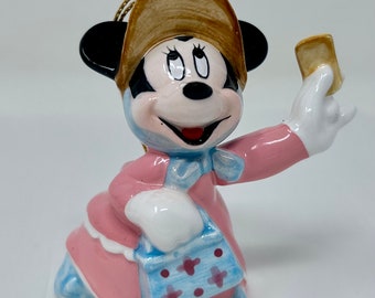 Vintage Schmid Disney Minnie Mouse Porcelain Ornament Figurine – Pink Dress Collectible 1980s