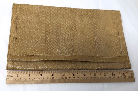 vintage Dano snakeskin tan clutch purse - image 3