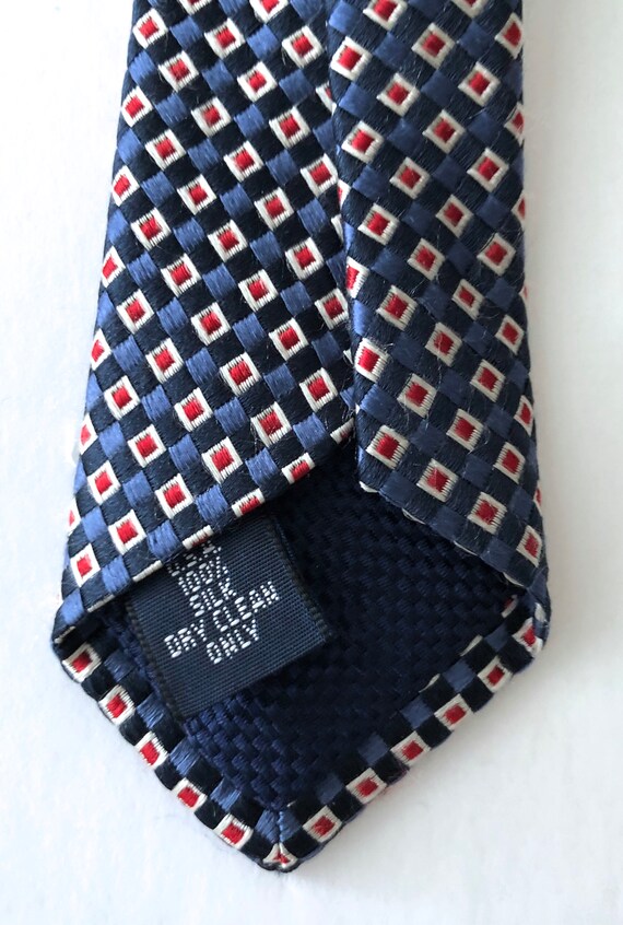 Cravate Neuve Daniel Cremieux En Soie Jacquard - Imprimé Placement Marine/crème/bleu